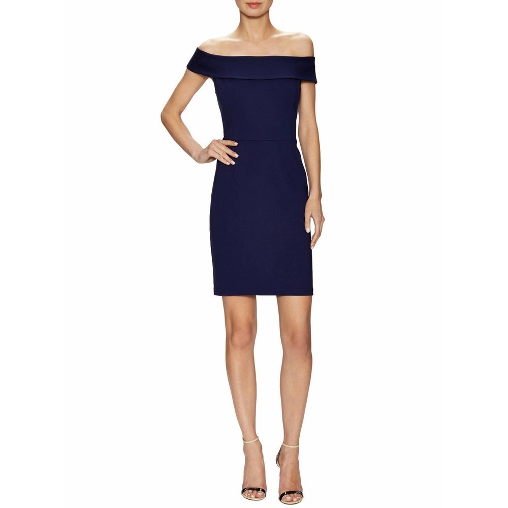 Alexia Admor Navy Off the Shoulder Bodycon Dress M